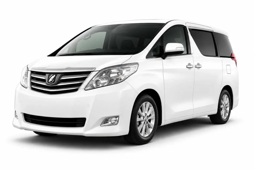 White Toyota Alphard airport transfer in Zanzibar